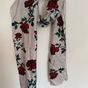 Ascher London Floral Scarf with Red Roses